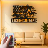 Cartel de metal LED personalizado de excavadora para regalo de construcción para él