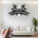 Insegna per Macchina dei Tatuaggi Personalizzata | Arte Murale in Metallo LED per Decorazione Studio Tatuaggi | Regalo per Artista del Tatuaggio