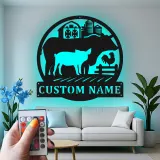 Cartel de metal LED personalizado con animales de granja, regalo para agricultores, decoración rústica de granja