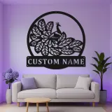 Peacock Metal Wall Art | Personalized LED Sign with Name | Elegant Home Decor Gift for Mom | Custom Bird Silhouette for Living Room