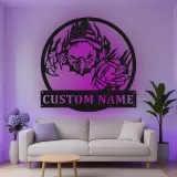 Cartel de metal personalizado con luz LED de águila americana y fútbol, regalo personalizado para aficionados al fútbol, decoración de man cave