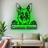 Custom German Shepherd LED Metal Sign | Personalized Dog Wall Art | Pet Memorial Gift & Modern Home Decor for Dog Lovers