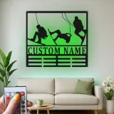 Décoration murale en métal personnalisée Aventure de ski avec rétroéclairage LED Cadeau personnalisé pour les passionnés de ski Décor de salle de jeux