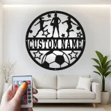 Insegna in metallo personalizzata con luce LED per calciatori, regalo personalizzato per appassionati di calcio, decorazione per sala giochi