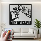 Insegna in metallo LED Duo Pollo Personalizzata Regalo per Cucina o Decorazione da Fattoria