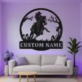 Insegna LED personalizzata Cowgirl | Arte murale in metallo equestri personalizzata | Decorazione western moderna | Regalo illuminato per cavalieri
