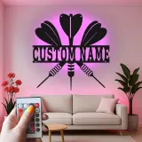 Insegna in metallo LED personalizzata per dartboard regalo per appassionati di freccette decorazione per sala giochi