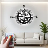 Nautical Compass LED Metal Wall Art | Custom Anchor Sign for Coastal Decor | Personalized Sailor Gift & Boat Cabin Signage