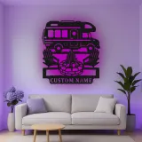 Personalisierte LED-Beleuchtung Metall-Wandkunst für Wohnmobile – Geschenk für Camper und Outdoor-Abenteuer