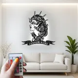 Decoración mural LED de metal de diosa | Decoración mística personalizada para dormitorio | Cartel con nombre a medida para ella
