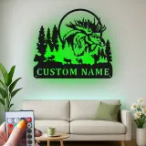 Cartel de metal de alce personalizado | Decoración mural LED de fauna | Decoración rústica para cabaña y lodge de caza