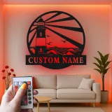 Custom Lighthouse Led Light Metal Wall Art Personalized Coastal Gift Nautical Decor for Beach House 4