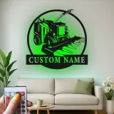 Cartel de metal personalizado con luz LED de cosechadora de forraje, regalo para agricultores, decoración agrícola para casa de campo