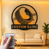 Cartel de metal LED de batería Regalo para músico con nombre personalizado Decoración de sala de música