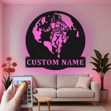 Décoration murale en métal avec rétroéclairage d'astronaute - Cadeau pour amoureux de l'espace, décoration de chambre ou de bureau