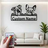 Cartel de metal LED personalizado de Bulldog y Bulldog Francés, regalo para amantes de los perros, decoración para la sala de estar