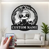 Custom Sloth Led Light Metal Wall Art Personalized Gift for Kids Nursery Animal Decor