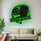 Personalized Pickleball LED Sign | Custom Name Metal Wall Art | Game Room Decor for Player | Sports Club Light