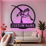 Personalisierte Bartagame LED Metall-Schild | Personalisierte Reptil-Silhouette Dekor | Beleuchtete Echsen-Wandkunst Geschenk