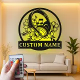 Personalisierte Metall-Wandkunst für Kopfhörer | LED-Schild für Musikstudio-Dekor | Florales Geschenk für Musiker