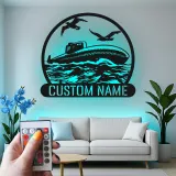 Personalisierte U-Boot Metall Schild | LED Nautische Wandkunst | Individuelles Navy Veteran Geschenk | Maritime Dekoration