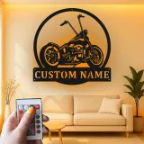 Insegna in metallo LED personalizzata per motociclisti, regalo per lui, decorazione per garage o man cave 1