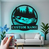Personalisierte LED-Beleuchtung Metall-Wandkunst für Boot und Wald