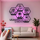 Grandma's Garden Custom Sign | Personalized LED Metal Wall Art | Floral Family Name Decor | Gift for Grandma