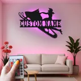 Personalisierte LED-Beleuchtung Metall-Wandkunst für Schneemobilfahrer – Geschenk für Schneemobil-Enthusiasten, Garage oder Hüttendekoration
