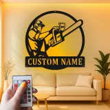 Insegna in metallo personalizzata con seghetto da legno e luce LED regalo per lui decorazione per garage o laboratorio
