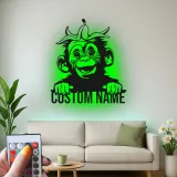 Personalisierte Schimpansen Namensschild | LED Metall-Wandkunst | Lustiges Affenlicht für Kinderzimmer & Babyzimmer | Individuelle Tierdekoration