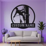 Arte murale in metallo LED Lineman personalizzata | Regalo per elettricista personalizzato | Insegna silhouette per lavoratori dei servizi pubblici per casa, ufficio o garage