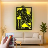 Décoration murale en métal personnalisée avec rétroéclairage LED de cavalier de baril - Cadeau équestre pour les amoureux des chevaux - Décor western pour le salon
