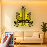 Insegna in metallo personalizzata con cactus e luce LED, regalo per amanti delle piante, decorazione per la casa in stile sud-ovest