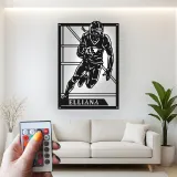 Cartel de metal personalizado de jugador de fútbol americano | Arte mural LED con nombre personalizado | Decoración para sala deportiva, regalo para deportistas