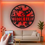 Insegna in metallo astronauta personalizzata | Arte murale LED con razzo spaziale | Decorazione per cameretta a tema spazio | Targa premium per nursery