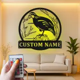 Cartel de metal LED personalizado de codorniz, regalo personalizado para amantes de la naturaleza, decoración de cabaña rústica
