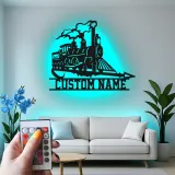 Custom Steam Train Led Light Metal Wall Art Personalized Gift for Train Enthusiasts Man Cave or Office Decor 2