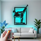 Insegna in metallo LED Karate | Insegna personalizzata per arti marziali | Decorazione con nome del combattente per dojo e palestra | Regalo Taekwondo