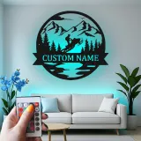 Personalized Snowmobile Metal Sign | LED Mountain Wall Art | Custom Rider Name Decor | Winter Sports Gift