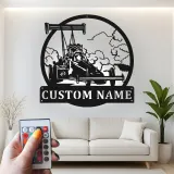 Cartel de metal personalizado con coche de carreras dragster con luz LED, regalo personalizado para entusiastas de los coches, decoración para garaje
