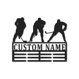 Panneau prénom hockey personnalisé | Décoration murale en métal LED pour salle de jeux | Silhouette de joueur personnalisée | Cadeau pour amateur de sport