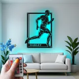 Cartel de metal personalizado para corredor | Decoración mural retroiluminada con LED para gimnasio y hogar | Regalo de maratón para atleta | Decoración deportiva moderna