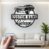 Insegna in metallo personalizzata con luce LED per auto classiche - Regalo per lui, decorazione automobilistica per man cave