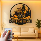 Personalized Snowmobile LED Metal Wall Art | Custom Name Sign for Rider | Winter Sports Decor & Outdoor Enthusiast Gift