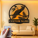 Cartel de metal personalizado de Cockatoo con luz LED Regalo para amante de aves Decoración de sala de estar o patio
