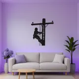 Lineman LED Metall-Wandkunst | Personalisierte Elektriker Geschenk | Individuelles Utility Worker Silhouette Schild mit RGB-Lichtern