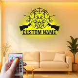 Personalized Wild Boar Hunting Sign | LED Metal Wall Art | Custom Hunter Name Decor for Cabin & Man Cave | Gift for Hunter
