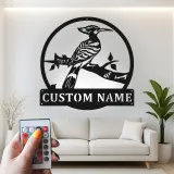 Décoration murale en métal personnalisée de l'oiseau huppe avec rétroéclairage LED