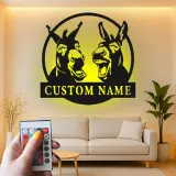 Cartel de metal LED personalizado de burros riendo regalo rústico para amantes de los animales decoración de granja